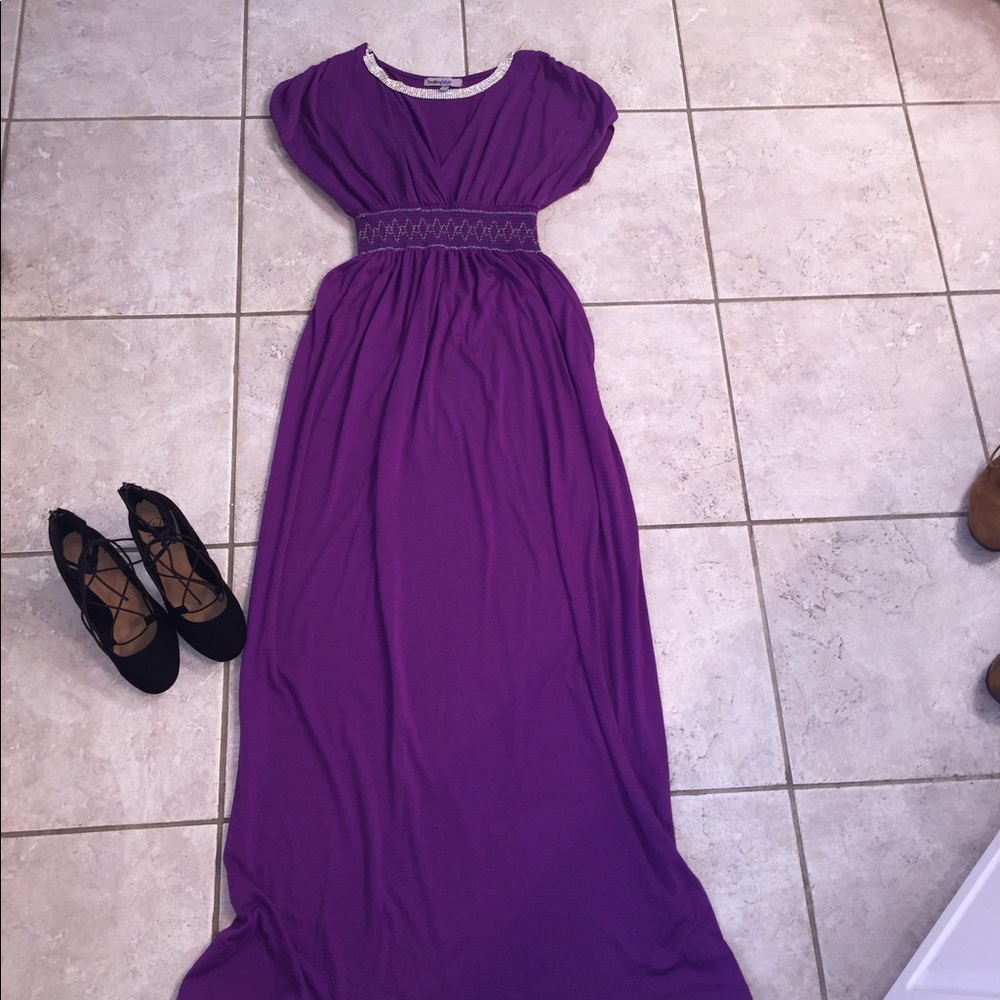 Popping Purple Deep V-Neck Maxi Dress!!
